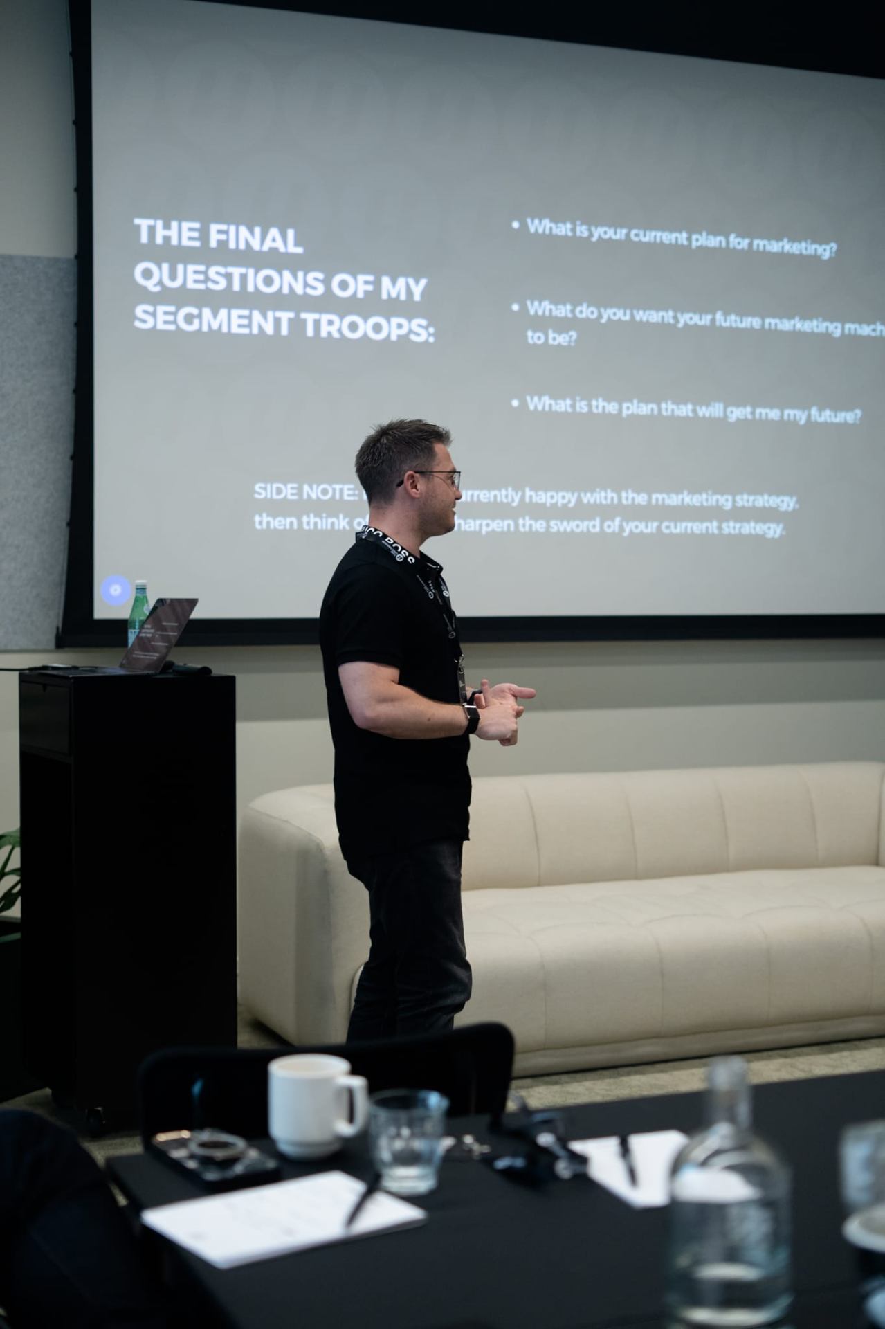 Allan Buchan-Darroch speaking at a business conference